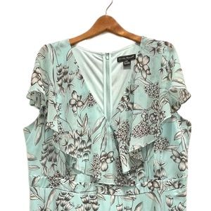 JESSICA HOWARD Floral Faux Wrap Chiffon Dress in Mint Green Women’s Size 22